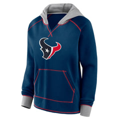 Houston Texans Logo Athletic Women's Boom Fleece Pullover V-Neck Hoodie Navy - NFL