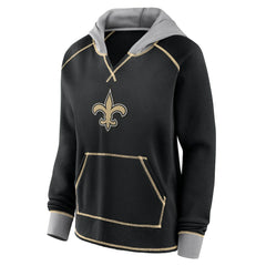New Orleans Saints Logo Athletic Women's Boom Fleece Pullover V-Neck Hoodie Black - NFL
