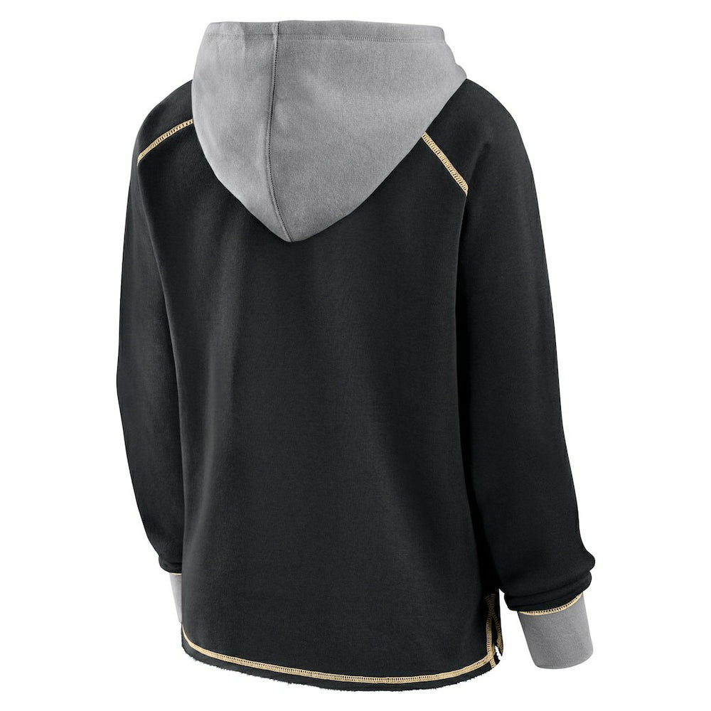New Orleans Saints Logo Athletic Women's Boom Fleece Pullover V-Neck Hoodie Black - NFL
