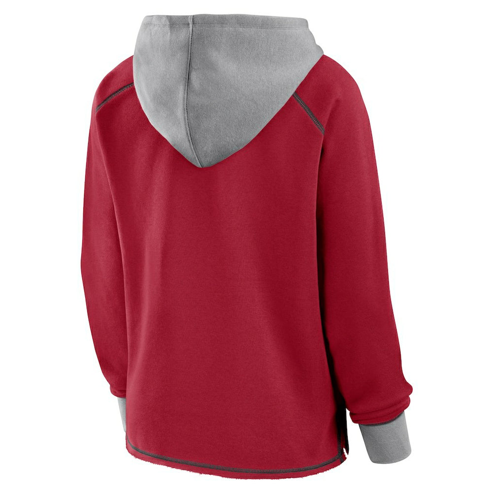 San Francisco 49ers Logo Athletic Women's Boom Fleece Pullover V-Neck Hoodie Scarlet - NFL