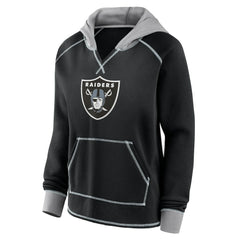 Las Vegas Raiders Logo Athletic Women's Boom Fleece Pullover V-Neck Hoodie Black - NFL