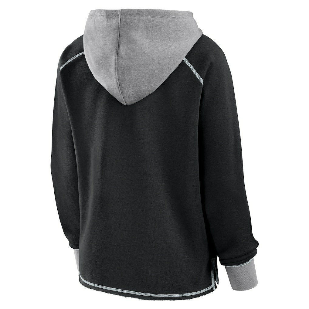 Las Vegas Raiders Logo Athletic Women's Boom Fleece Pullover V-Neck Hoodie Black - NFL