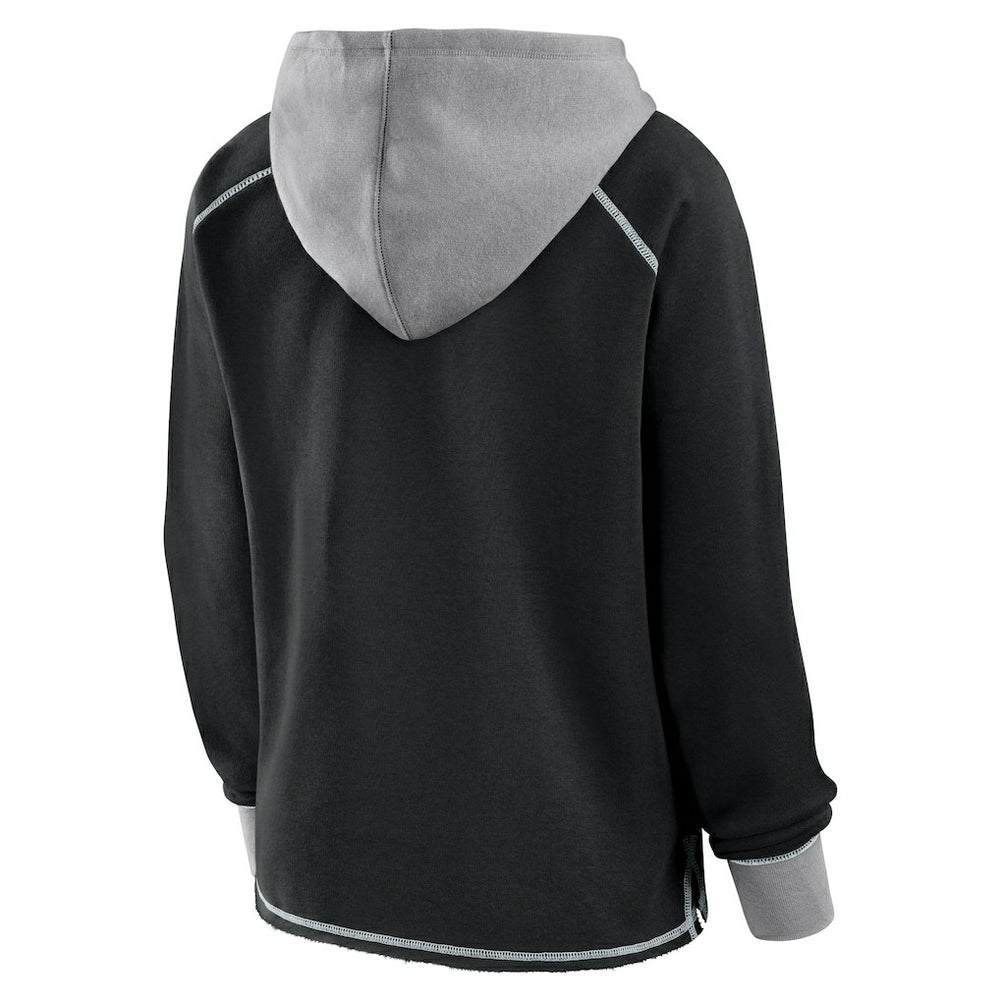 Las Vegas Raiders Logo Athletic Women's Boom Fleece Pullover V-Neck Hoodie Black - NFL