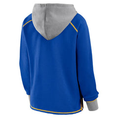 Los Angeles Rams Logo Athletic Women's Boom Fleece Pullover V-Neck Hoodie Royal - NFL