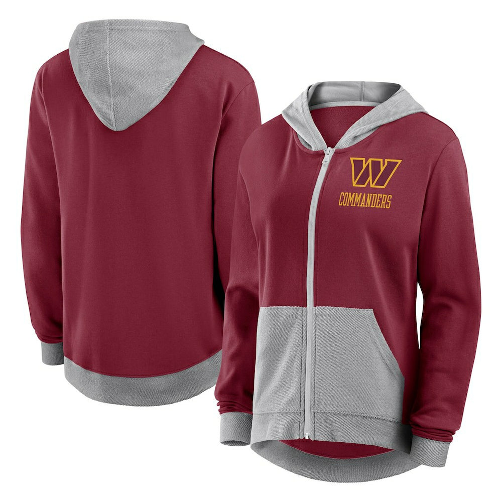 Washington Commanders Logo Athletic Women's Hit It French Terry Full-Zip Hoodie Burgundy - NFL