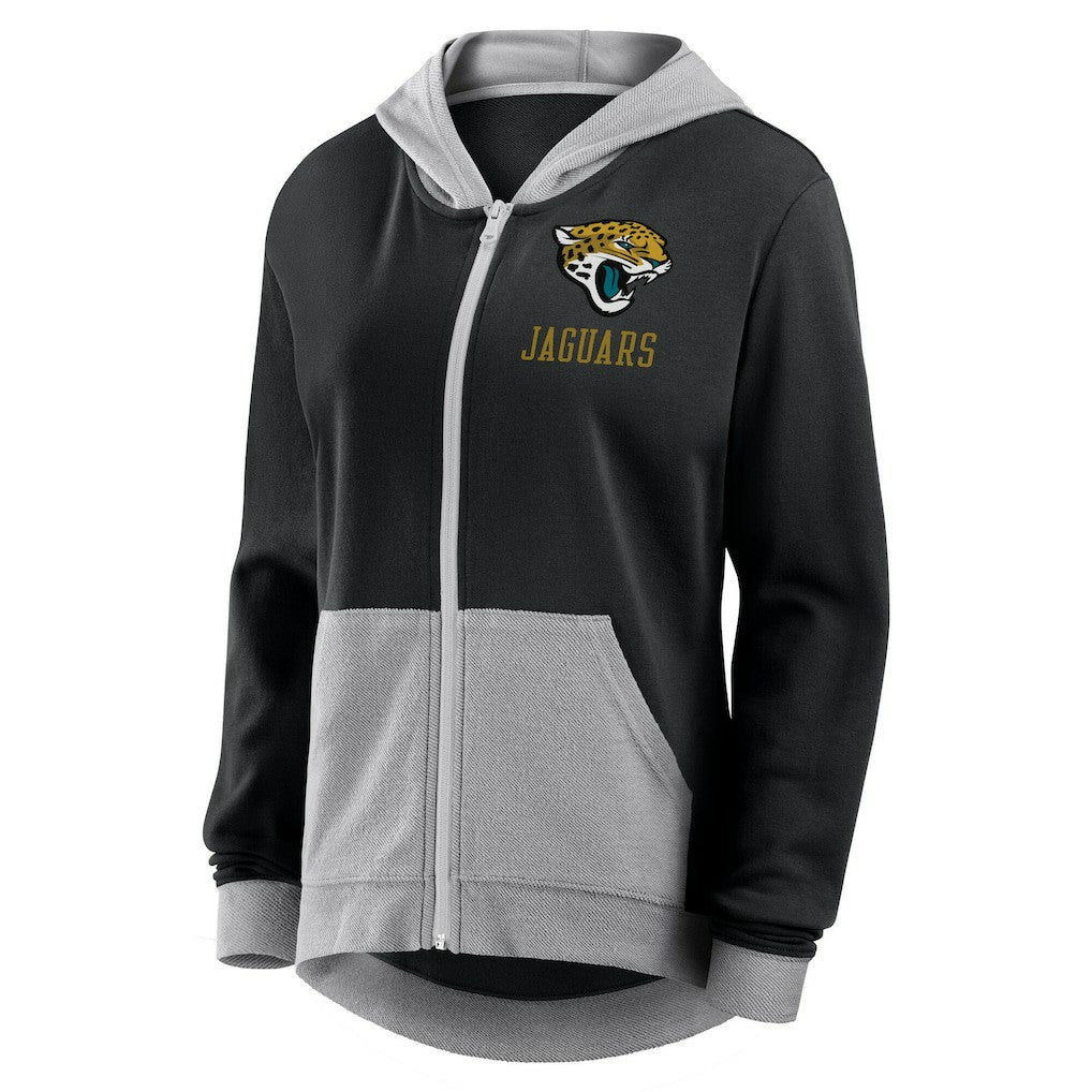 Jacksonville Jaguars Logo Athletic Women's Hit It French Terry Full-Zip Hoodie Black - NFL