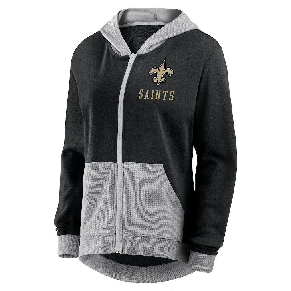 New Orleans Saints Logo Athletic Women's Hit It French Terry Full-Zip Hoodie Black - NFL