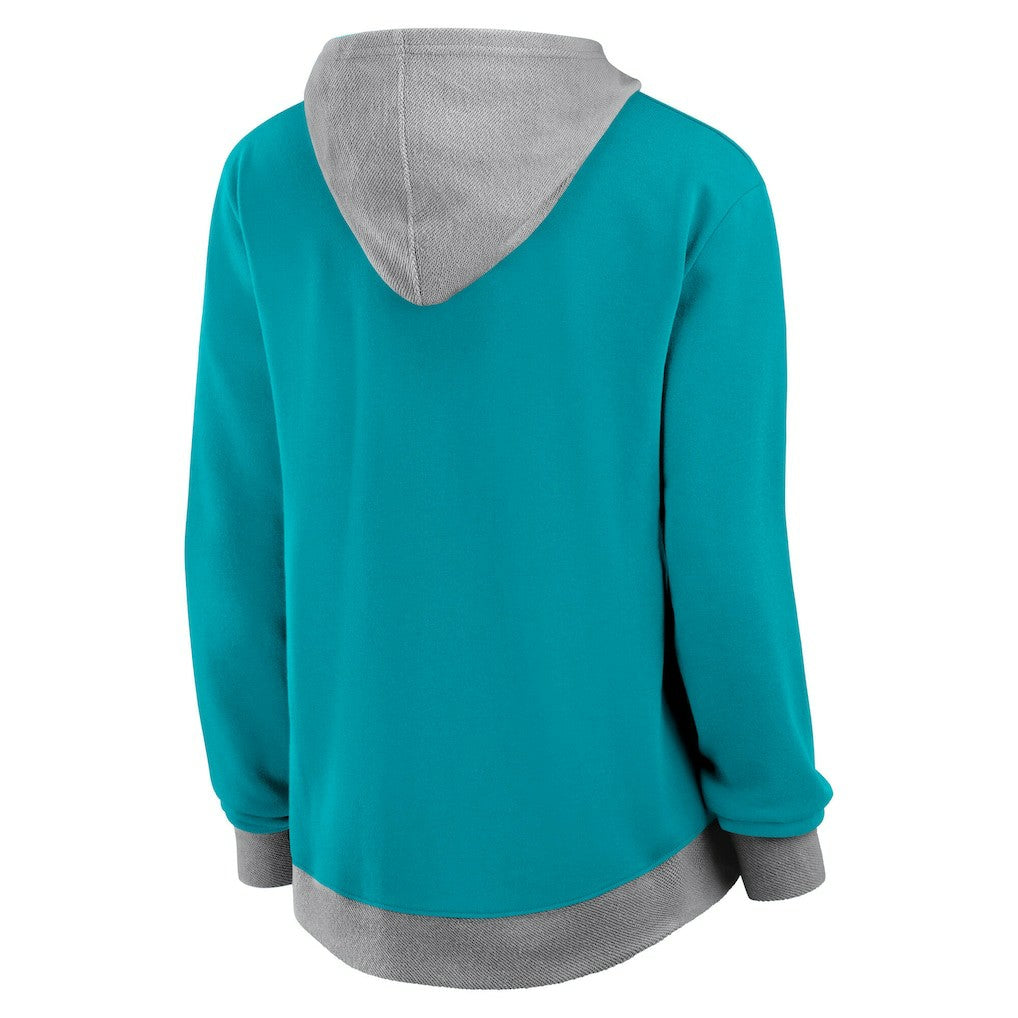 Miami Dolphins Logo Athletic Women's Hit It French Terry Full-Zip Hoodie Aqua - NFL
