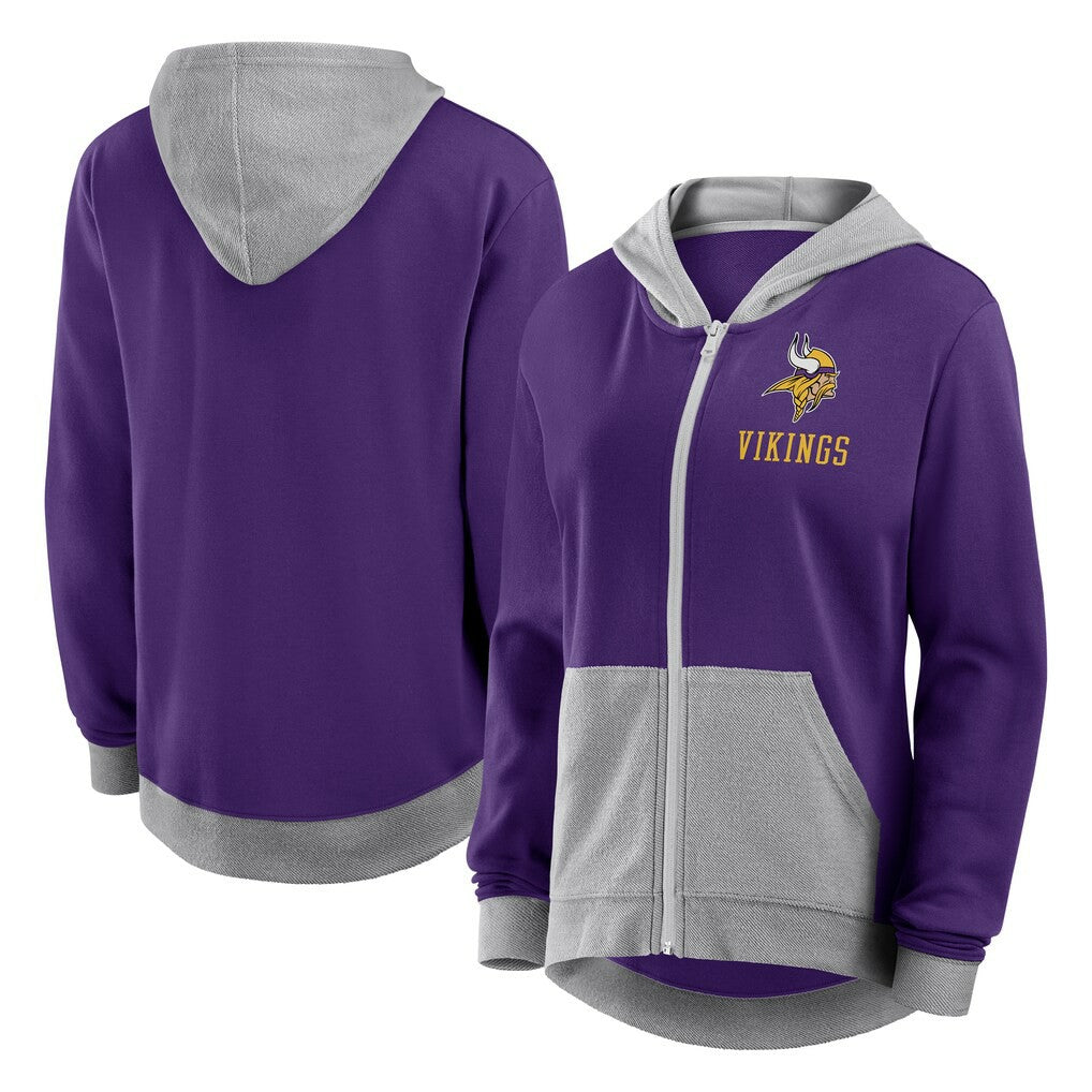 Minnesota Vikings Logo Athletic Women's Hit It French Terry Full-Zip Hoodie Purple - NFL
