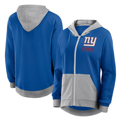 New York Giants Logo Athletic Women's Hit It French Terry Full-Zip Hoodie Royal - NFL