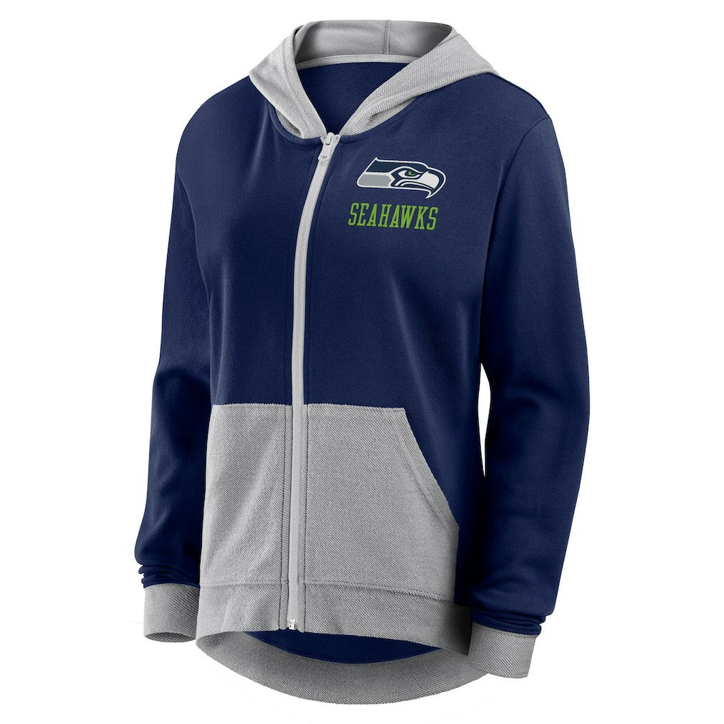 Seattle Seahawks Logo Athletic Women's Hit It French Terry Full-Zip Hoodie College Navy - NFL