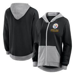 Pittsburgh Steelers Logo Athletic Women's Hit It French Terry Full-Zip Hoodie Black - NFL