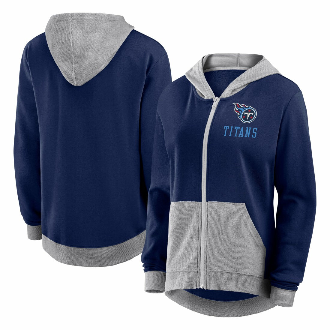 Tennessee Titans Logo Athletic Women's Hit It French Terry Full-Zip Hoodie Navy - NFL