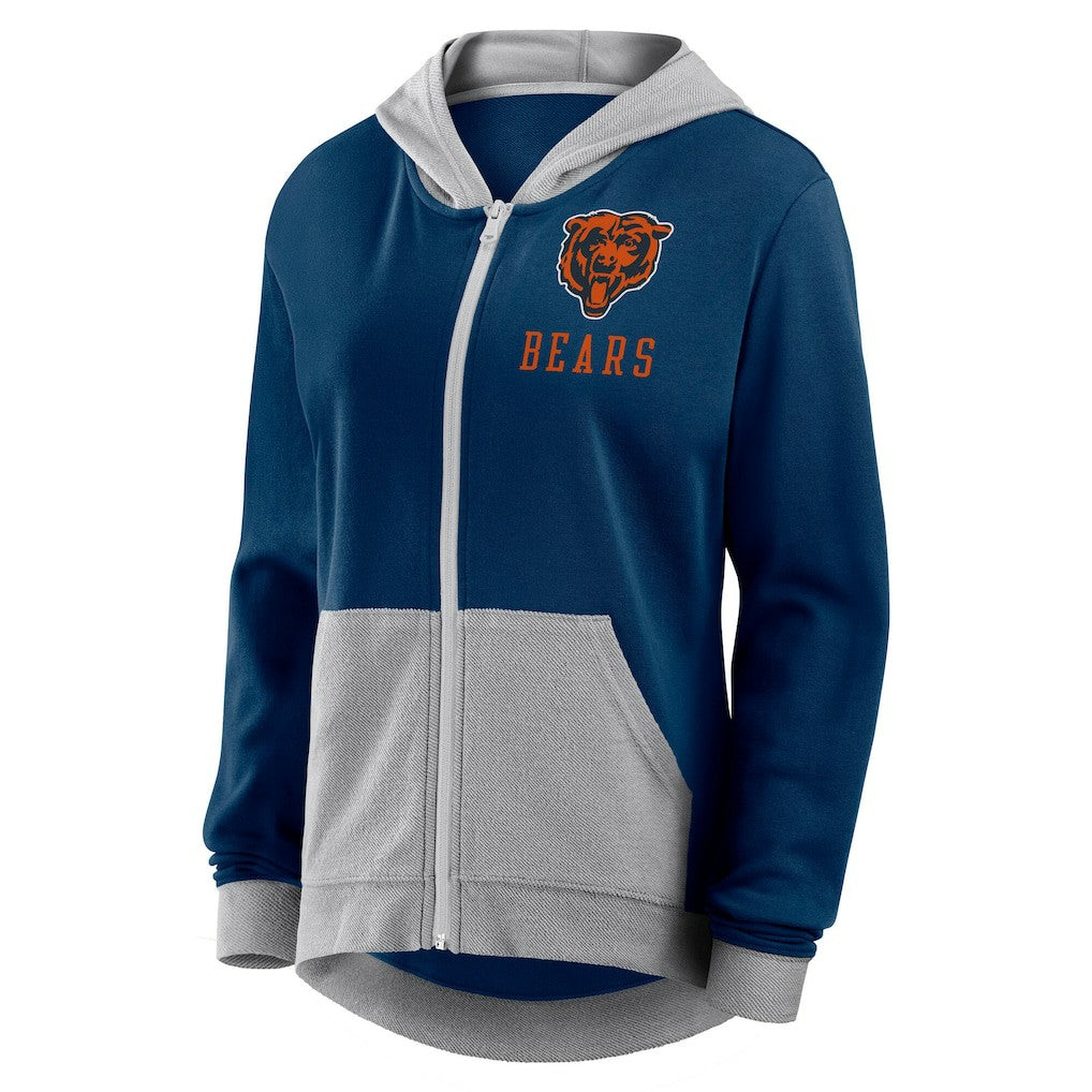 Chicago Bears Logo Athletic Women's Hit It French Terry Full-Zip Hoodie Navy - NFL