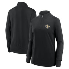 New Orleans Saints Logo Athletic Women's Velocity Quarter-Zip Jacket Black - NFL