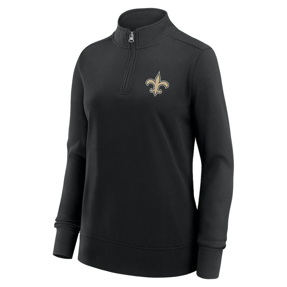 New Orleans Saints Logo Athletic Women's Velocity Quarter-Zip Jacket Black - NFL