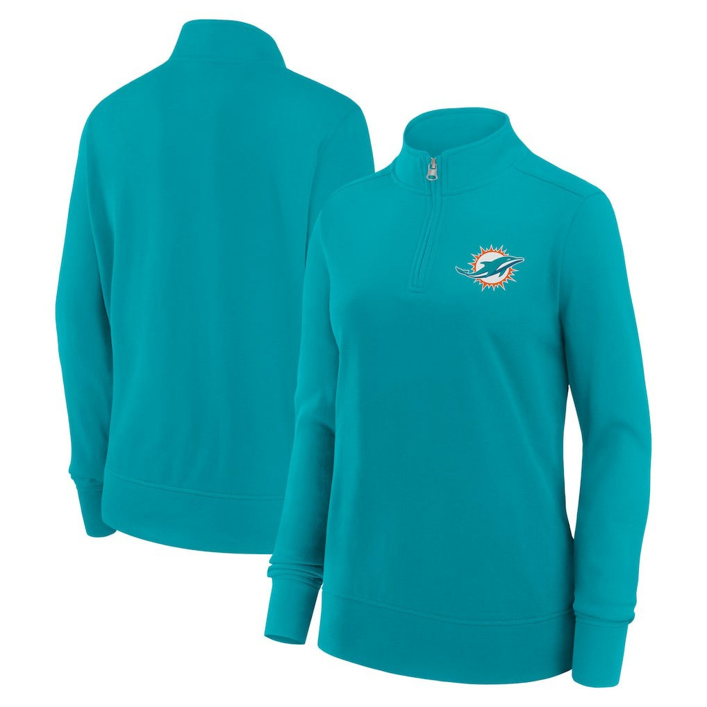 Miami Dolphins Logo Athletic Women's Velocity Quarter-Zip Jacket Aqua - NFL