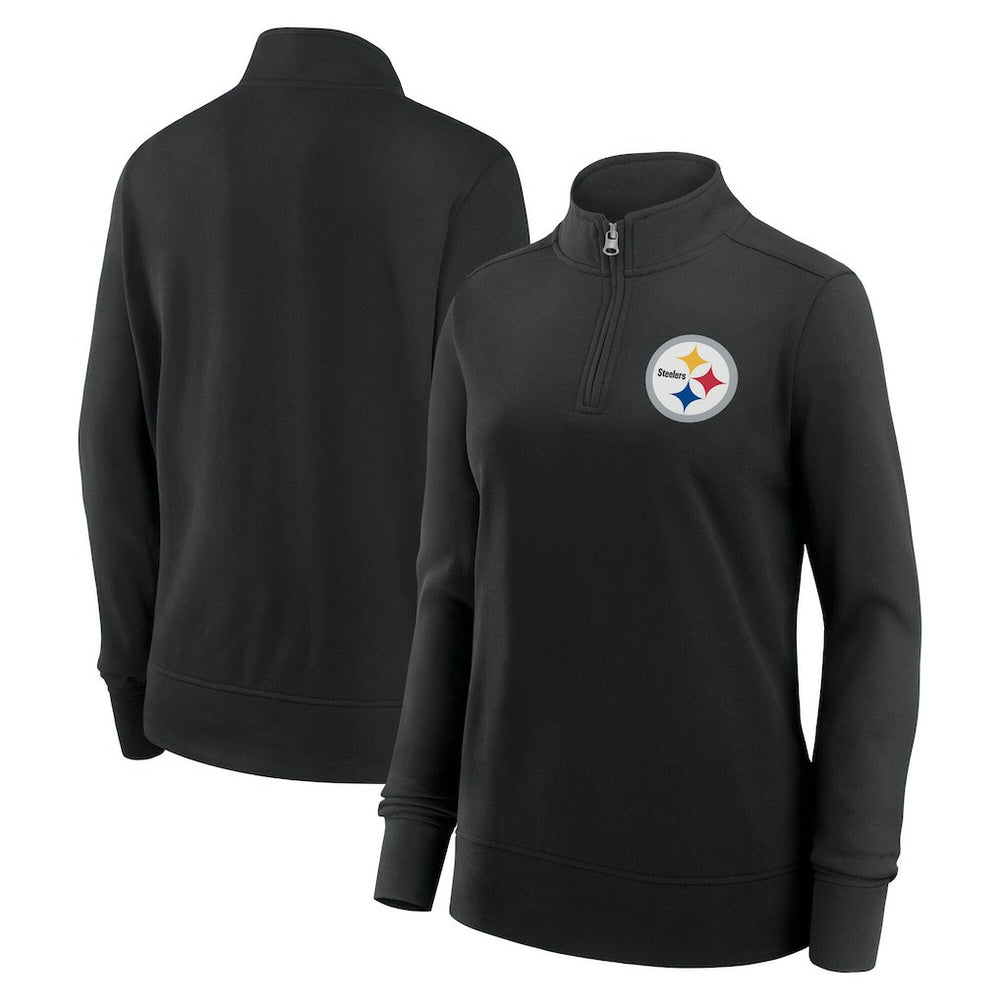 Pittsburgh Steelers Logo Athletic Women's Velocity Quarter-Zip Jacket Black - NFL