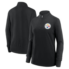 Pittsburgh Steelers Logo Athletic Women's Velocity Quarter-Zip Jacket Black - NFL