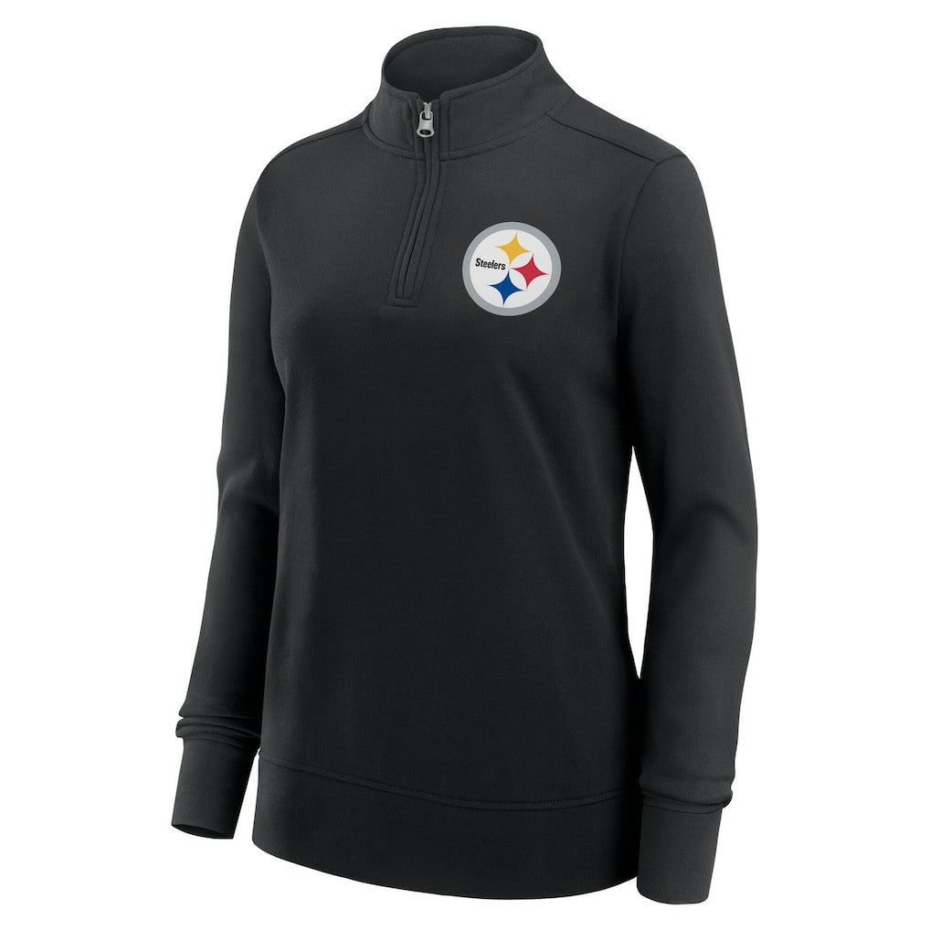 Pittsburgh Steelers Logo Athletic Women's Velocity Quarter-Zip Jacket Black - NFL