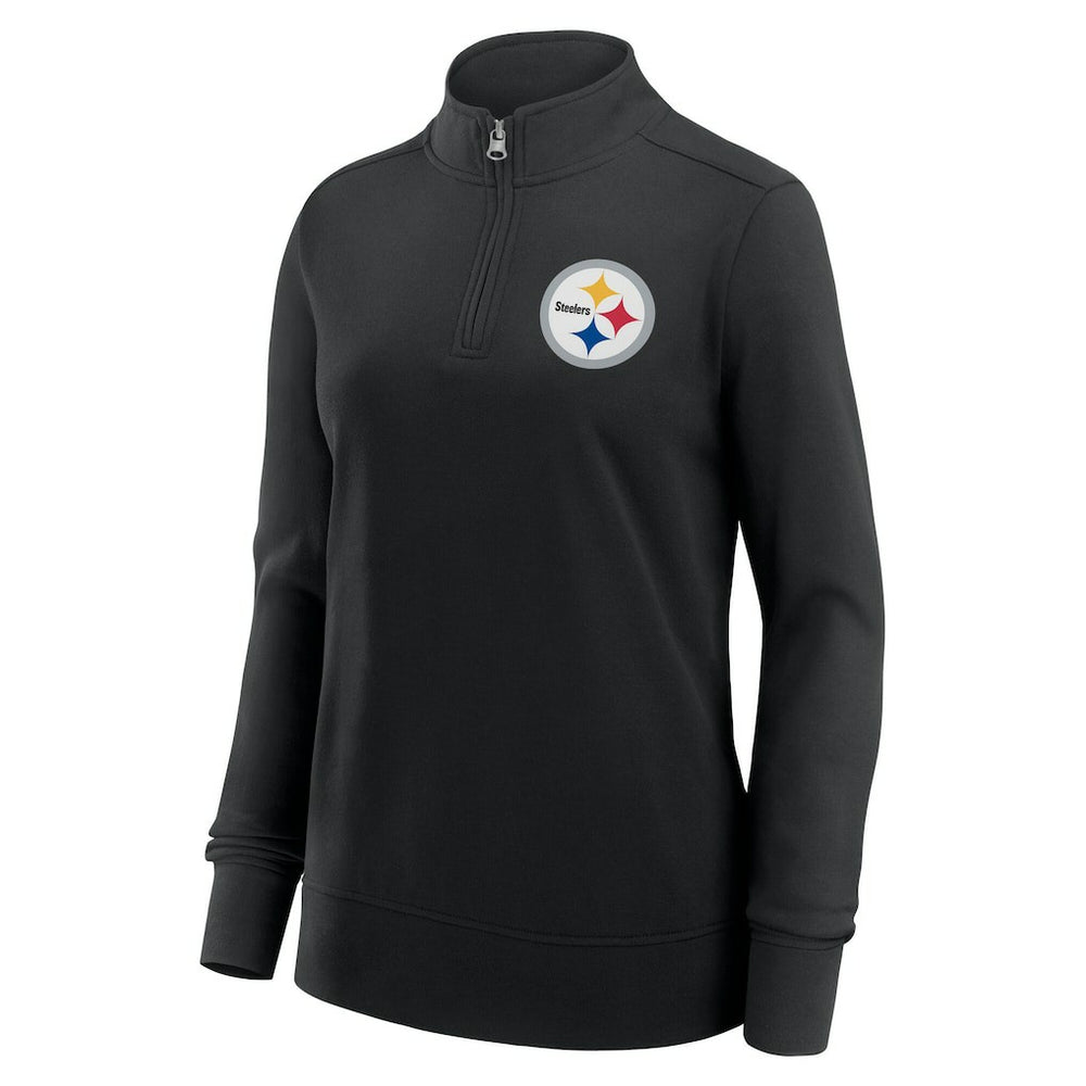 Pittsburgh Steelers Logo Athletic Women's Velocity Quarter-Zip Jacket Black - NFL