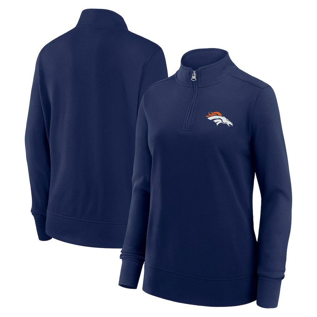 Denver Broncos Logo Athletic Women's Velocity Quarter-Zip Jacket Navy - NFL