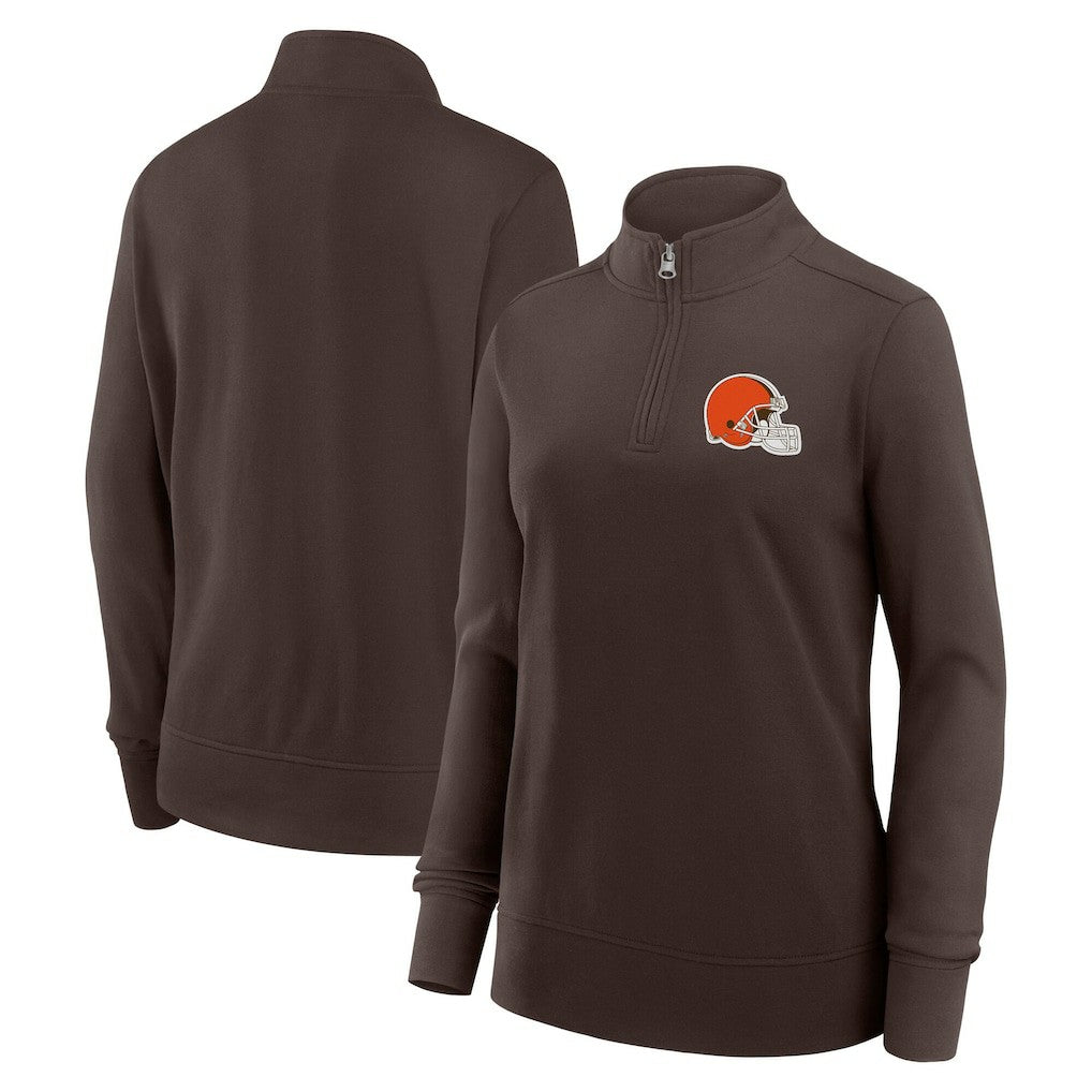 Cleveland Browns Logo Athletic Women's Velocity Quarter-Zip Jacket Brown - NFL