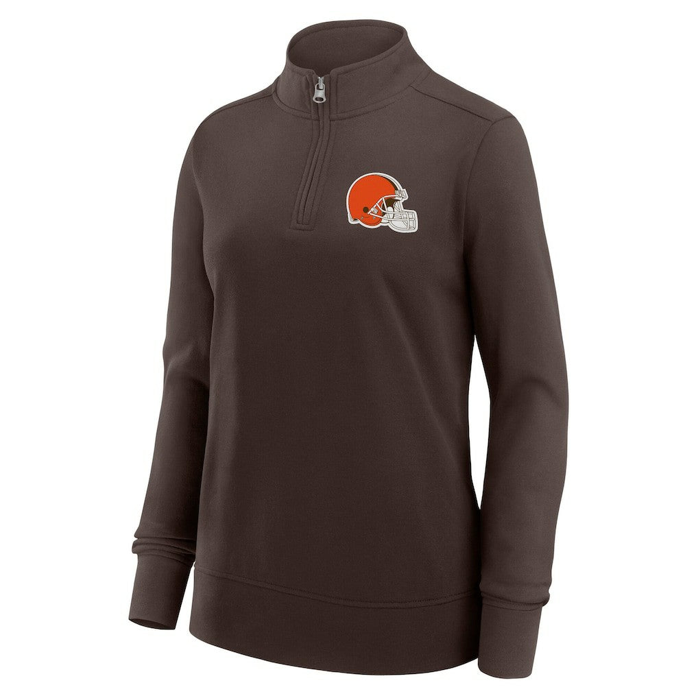 Cleveland Browns Logo Athletic Women's Velocity Quarter-Zip Jacket Brown - NFL