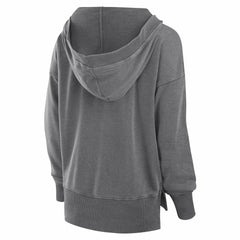 New York Jets Women's Initiative Snow Wash French Terry V-Neck Pullover Hoodie Heather Charcoal - Fanatics