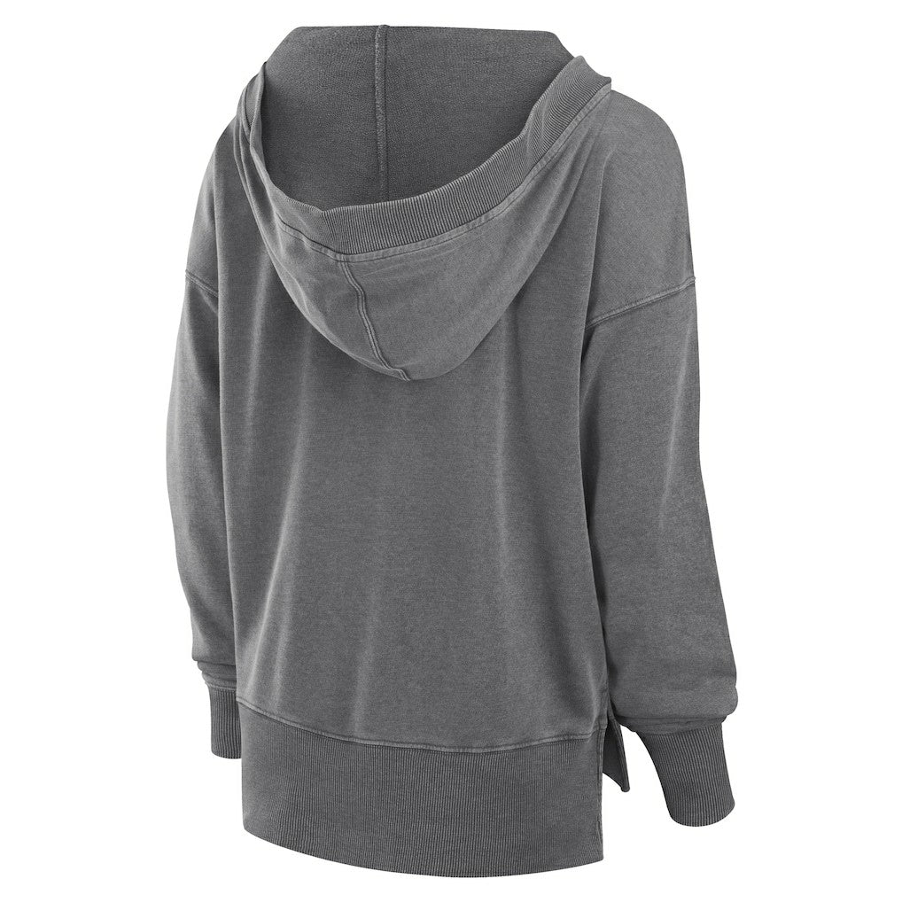 New Orleans Saints Women's Initiative Snow Wash French Terry V-Neck Pullover Hoodie Heather Charcoal - Fanatics