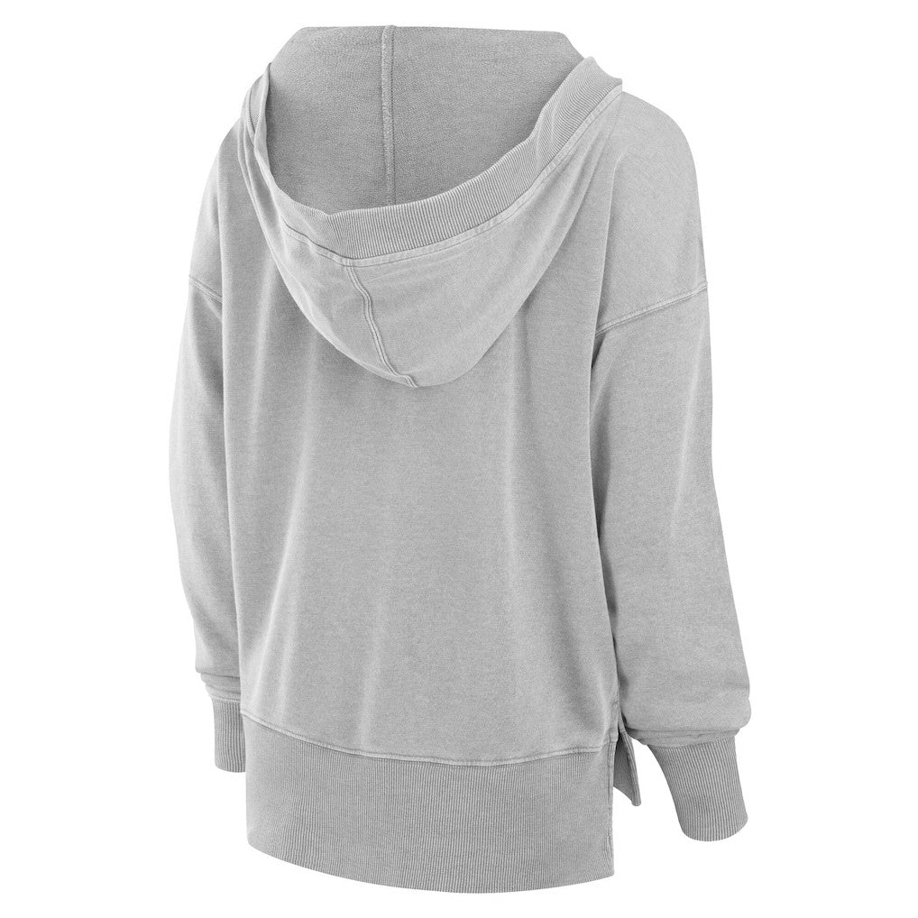 Miami Dolphins Women's Initiative Snow Wash French Terry V-Neck Pullover Hoodie Heather Gray - Fanatics
