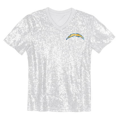 Justin Herbert Los Angeles Chargers Girls Youth Sequin V-Neck Fashion Jersey - Powder Blue on sale | NFL Jerseys