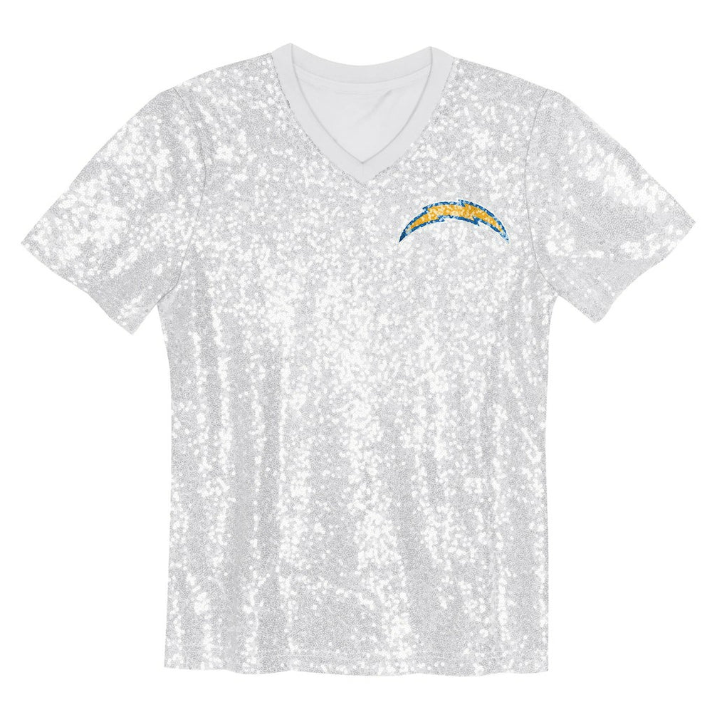 Justin Herbert Los Angeles Chargers Girls Youth Sequin V-Neck Fashion Jersey Powder Blue - NFL