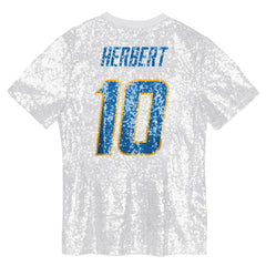 Justin Herbert Los Angeles Chargers Girls Youth Sequin V-Neck Fashion Jersey Powder Blue - NFL