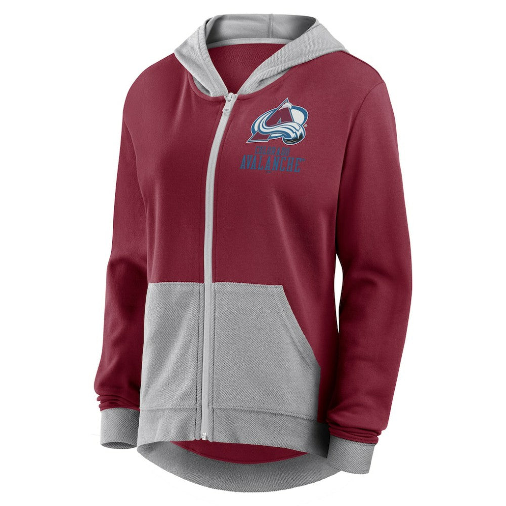Colorado Avalanche - Logo Athletic Women's Hit It French Terry Full-Zip Hoodie Burgundy
