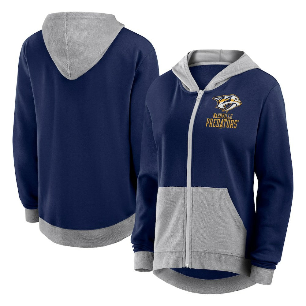 Nashville Predators - Logo Athletic Women's Hit It French Terry Full-Zip Hoodie Navy