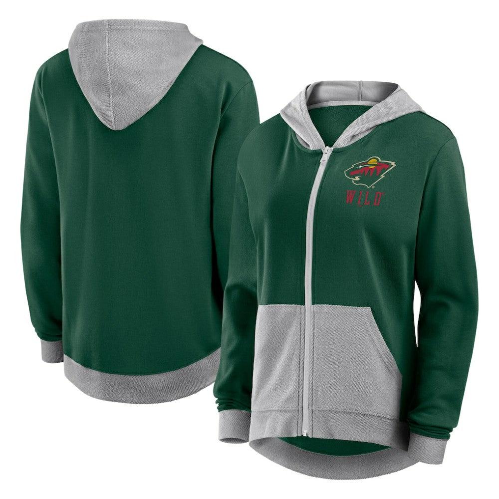 Minnesota Wild - Logo Athletic Women's Hit It French Terry Full-Zip Hoodie Green