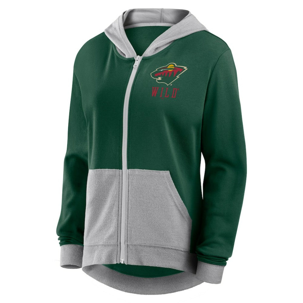 Minnesota Wild - Logo Athletic Women's Hit It French Terry Full-Zip Hoodie Green