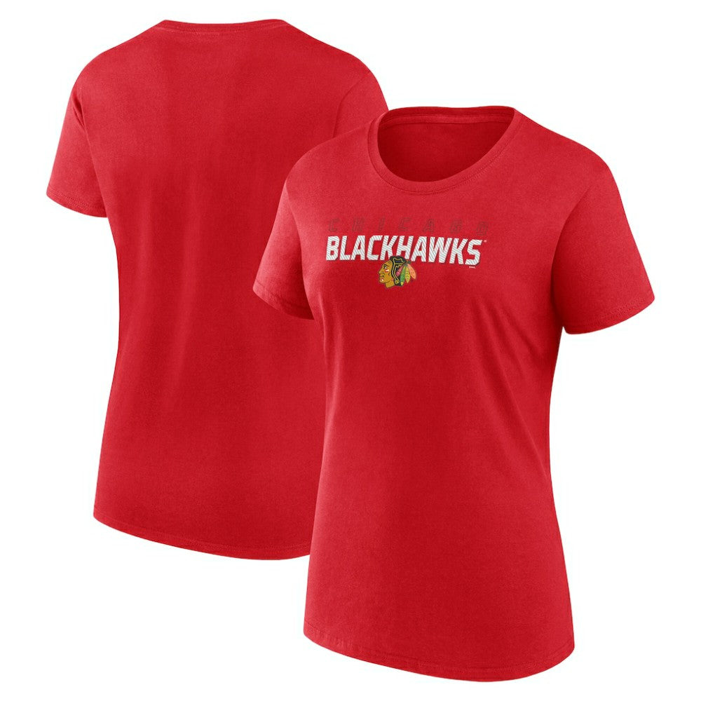 Chicago Blackhawks Logo Athletic Women's Launch Scoop Neck T-Shirt Red