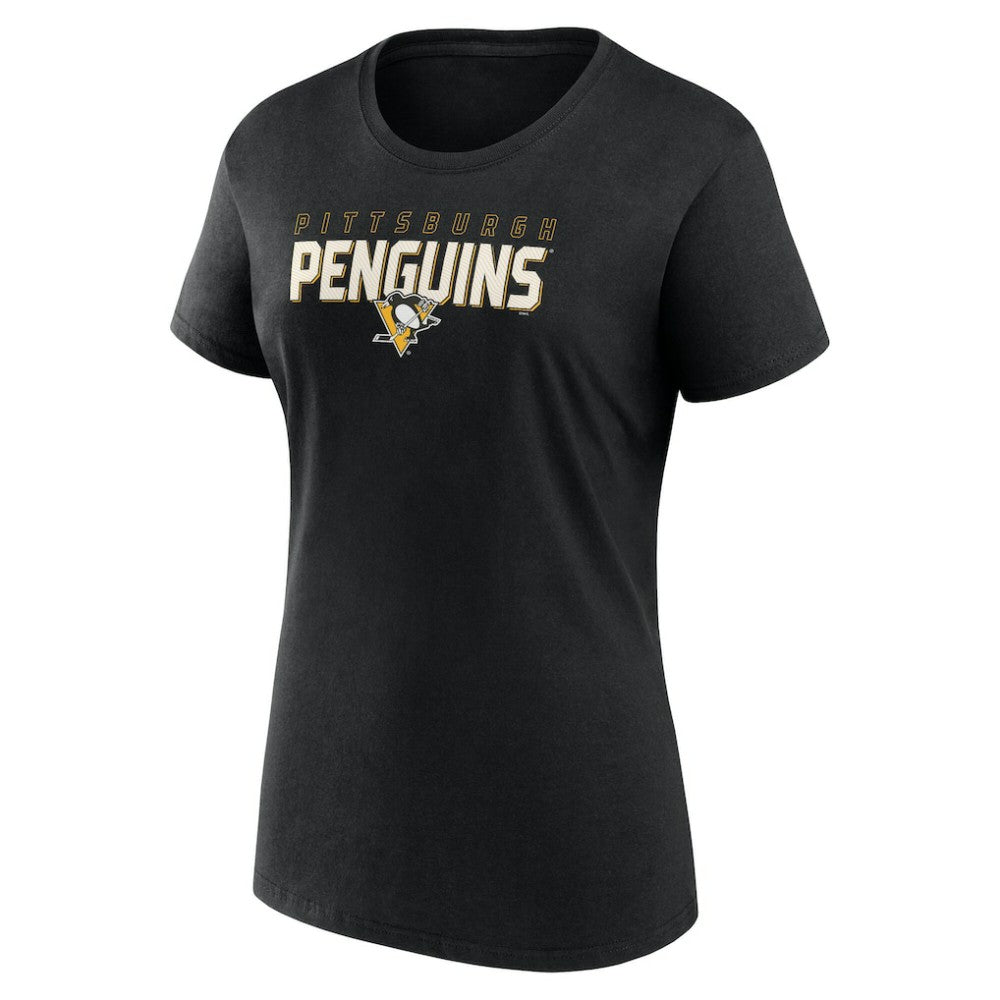 Pittsburgh Penguins Logo Athletic Women's Launch Scoop Neck T-Shirt Black