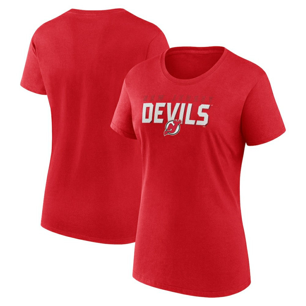 New Jersey Devils - Logo Athletic Women's Launch Scoop Neck T-Shirt Red
