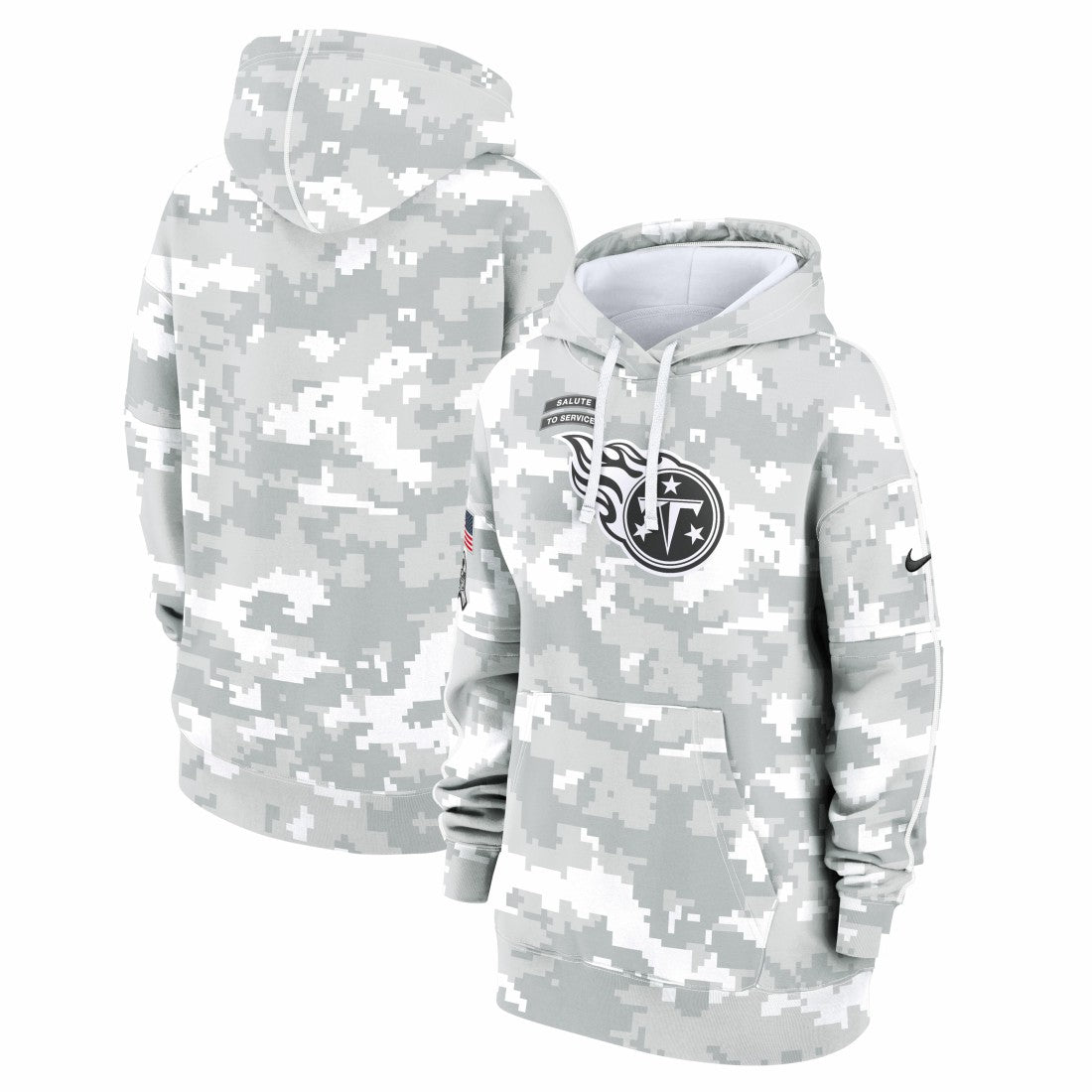 Tennessee Titans Women's 2024 Salute To Service Club Fleece Oversized Pullover Hoodie Arctic Camo - Nike