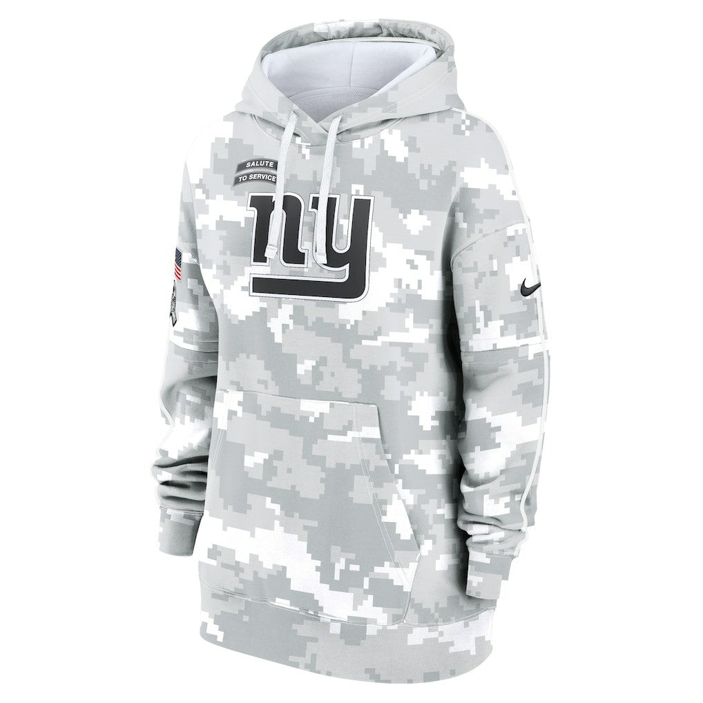 New York Giants Women's 2024 Salute To Service Club Fleece Oversized Pullover Hoodie Arctic Camo - Nike