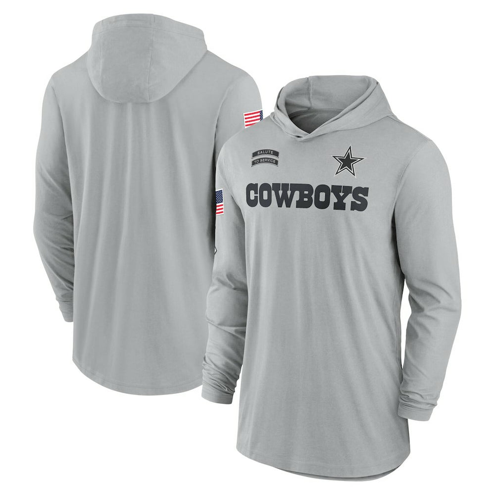 Dallas Cowboys 2024 Salute to Service Lightweight Dri-FIT Long Sleeve Hoodie T-Shirt Gray - Nike
