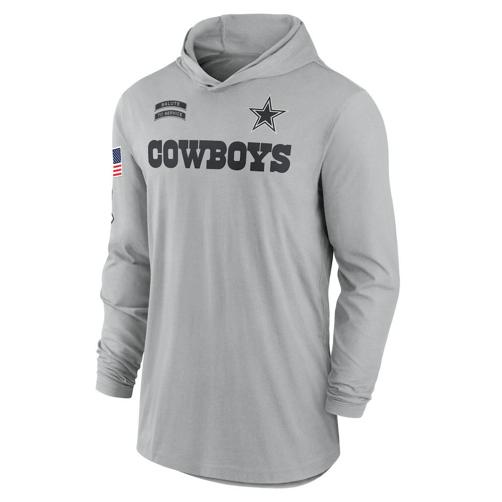 Dallas Cowboys 2024 Salute to Service Lightweight Dri-FIT Long Sleeve Hoodie T-Shirt Gray - Nike