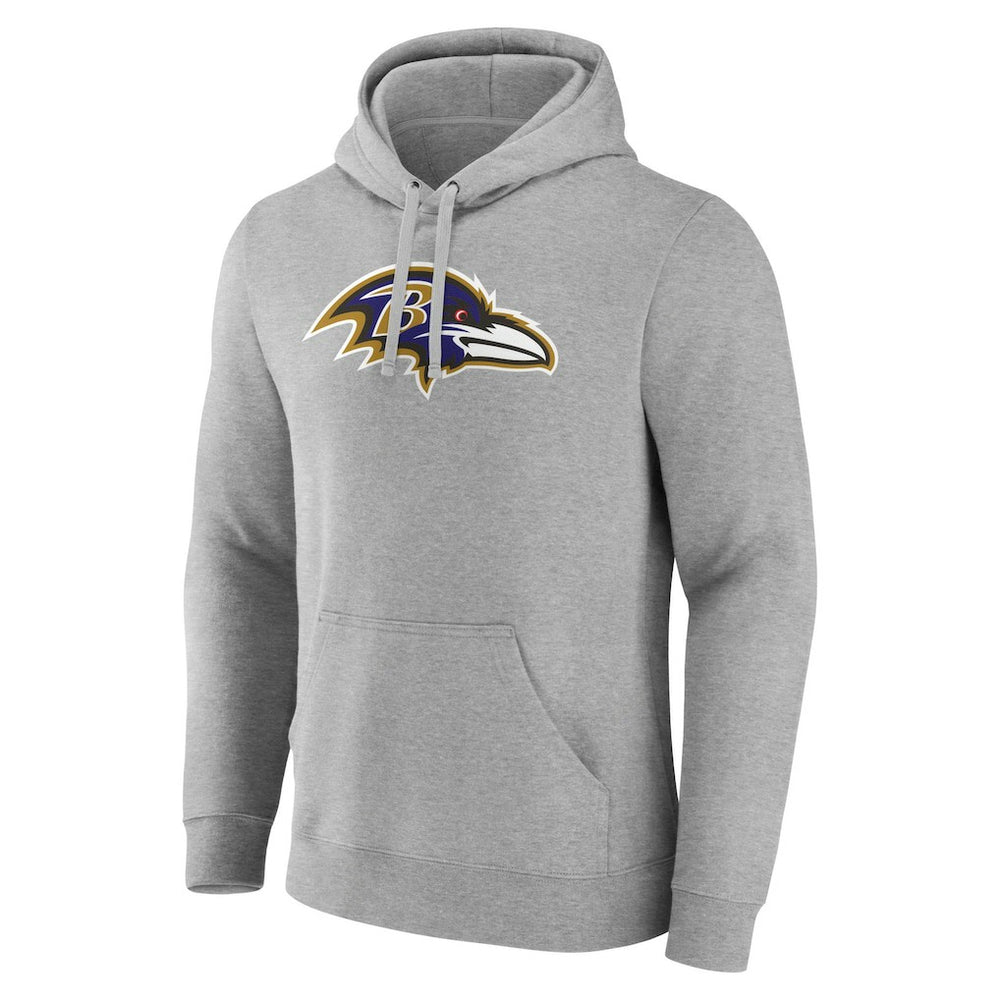 Lamar Jackson Baltimore Ravens Icon Player Name & Number Pullover Hoodie Gray - NFL