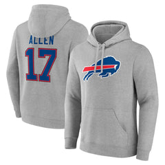 Josh Allen Buffalo Bills Icon Player Name & Number Pullover Hoodie Gray - NFL