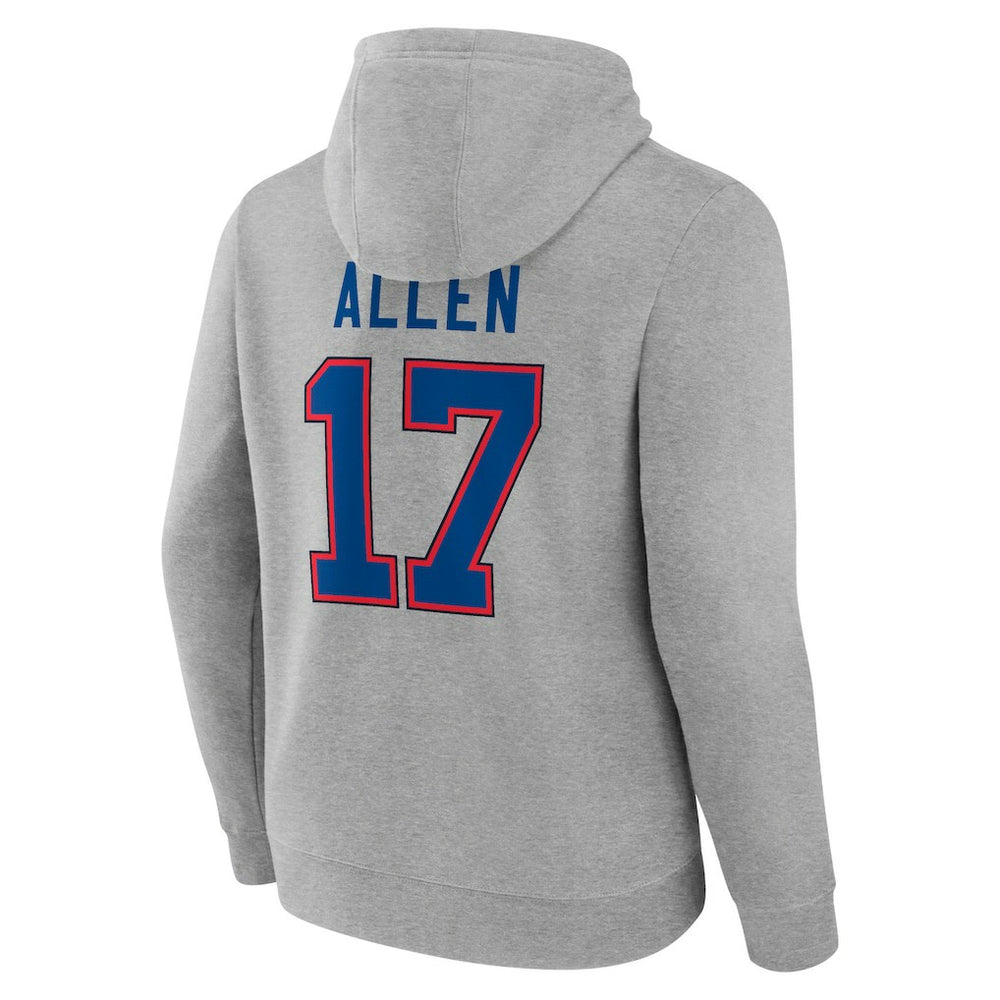 Josh Allen Buffalo Bills Icon Player Name & Number Pullover Hoodie Gray - NFL