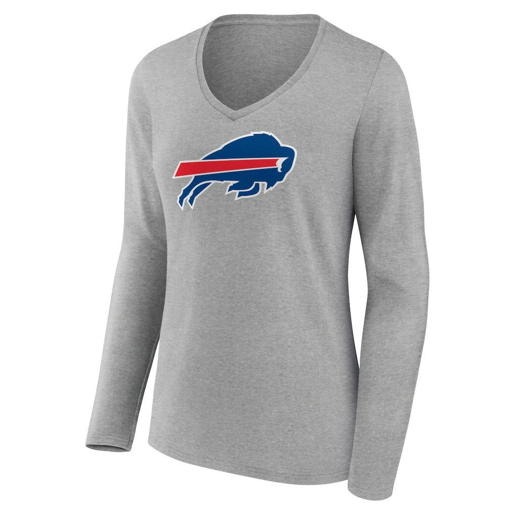 Josh Allen Buffalo Bills Women's Icon Player Name & Number Long Sleeve V-Neck T-Shirt Gray - NFL