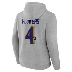 Zay Flowers Baltimore Ravens Icon Player Name & Number Pullover Hoodie Gray - NFL